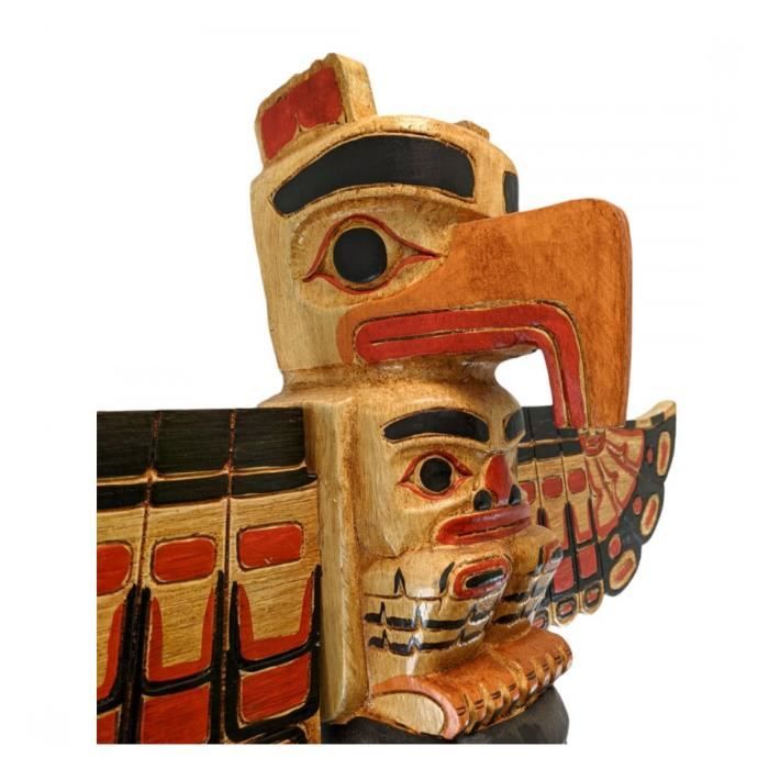 Totem De Tribu Indienne En Bois Sculpté Et Peint à La Main 50cm - 7373