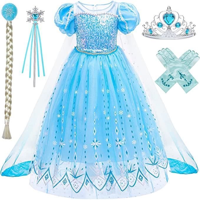 ▷ Déguisement Elsa Frozen avec perruque pour fille