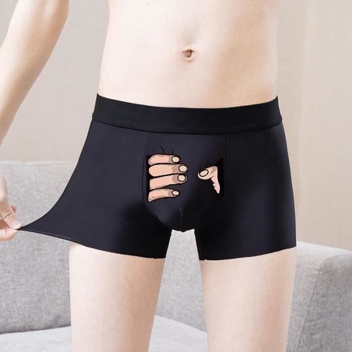 Boxer Calecon sous vetement Sexy Shorts Shorty pour Homme Respirant Doux Taille Basse Calecons de Fantaisie Drole Cadeau Romantique Oxyde de fer noir Cdiscount Pret a Porter