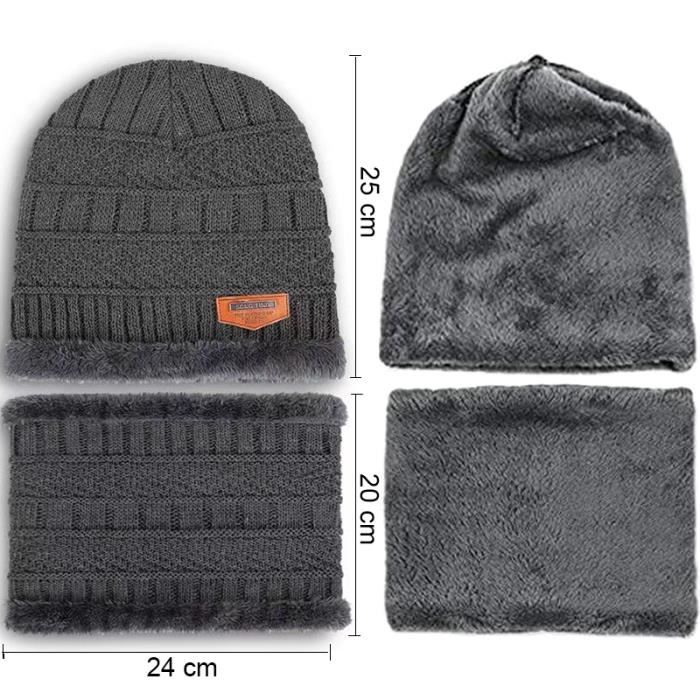 Bonnet Echarpe Homme LumiSyne 3 En 1 Hiver Mode Bonnet Tricoté Écharpe Tube Et Echarpe Homme, Gants Homme Et Bonnet Homme
