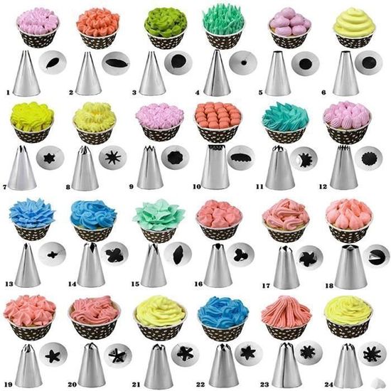 Kit Poche à Douille Professionnelle Hotbird - 7 Douilles Inox + Poche Coton 40cm - Pâtisserie