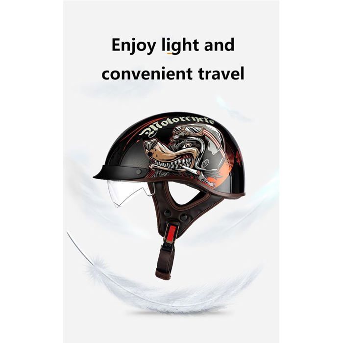 Open Face Classic Casque Moto Vintage Moto Casque Bols,ECE Homologué Demi-Coquille Casque De Moto Pour Toutes Les Saisons Pilot Demi-Jet Casque Pour