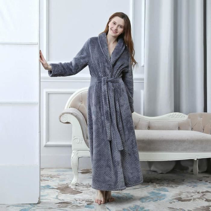 38 Peignoir Femme Polaireong Flanelle Peignoir De Bain Homme Eponge Pas Cher Robe De Chambre Chaud Epais 679 Cdiscount Maison