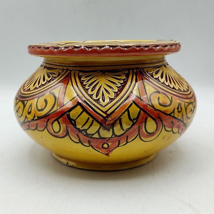 Cendrier Marocain Rose poterie/maillechort , anti odeur et fumée D12/H10