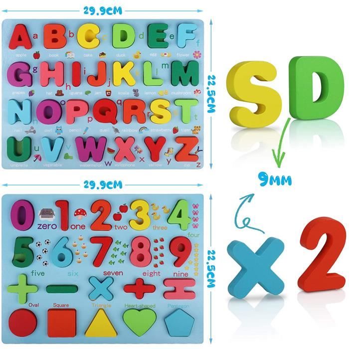 MalPlay – 78 Lettres Et Chiffres Aimantés Multicolores, Boîte De Rangement Avec Poignée