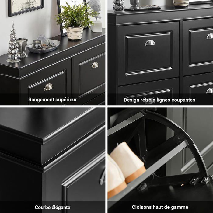 SoBuy Meuble Chaussure, Rangement Chaussure, Meuble D'Entrée, Meuble De Meuble De Rangement A Chaussures Armoire Commode A Chaussures Avec 3 Abattants 1 Tiroir Et 1crochet L53xp24xh118 Cm Bleu Fsr94 B