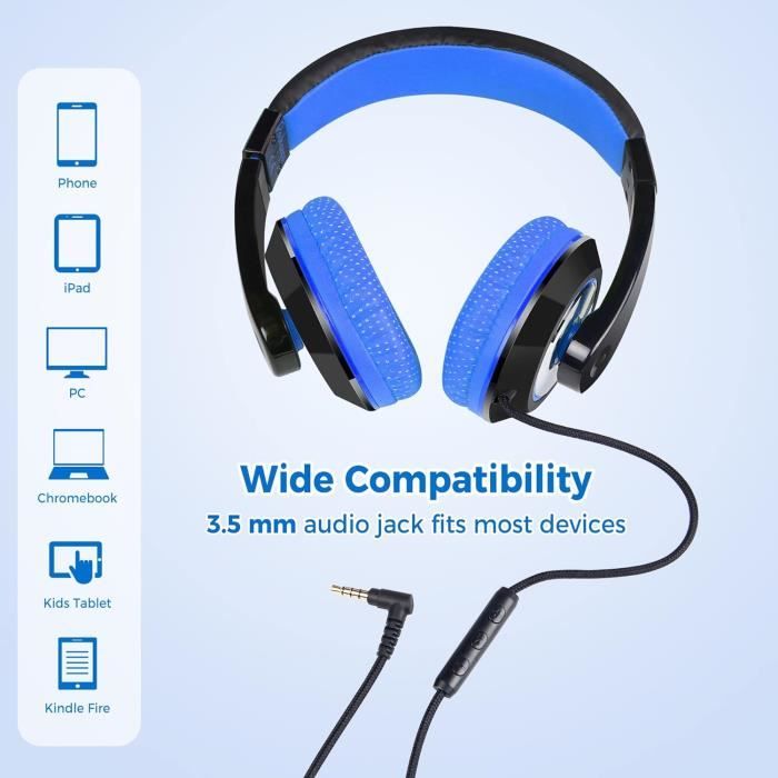 PowerLocus Casque Bluetooth pour Enfant, Casque Audio Sans fil pour
