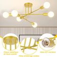 Plafonnier LED Moderne, Rétro Lustre Lampe Suspension Vintage 6 Lumières E27 Base, pour Salon Chambre Cuisine (Sans Ampoules)-3