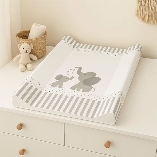 Matelas à Langer Rotho Babydesign - 85x72cm, Motif éléphants, Imperméable