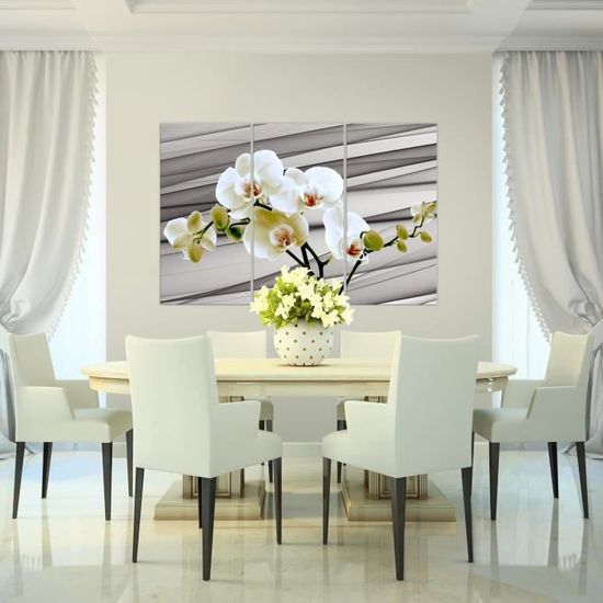 Décoration Murale Orchidée Kare Design - Blanc & Or - Fleur Réaliste - Pour Salon, Chambre, Bureau - 25x24x7cm