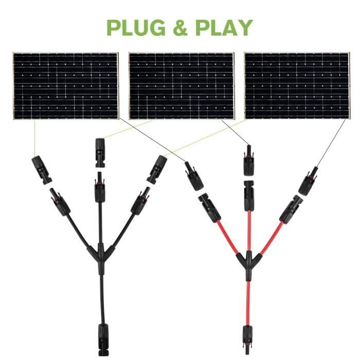 Y Type Connecteurs Solar, 2 pcs (1 à 3 Branches) Professionnel Imperméable  Connecteur de Panneau Solaire, Cable Panneau Solair[73] - Cdiscount  Bricolage