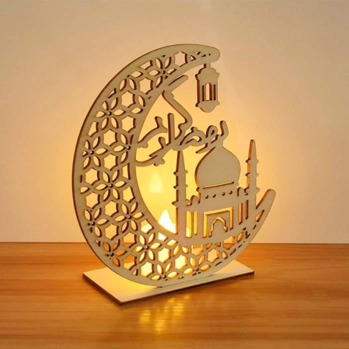 EID Mubarak Pendentif En Bois avec BOUGIES LED Lumière Ramadan Décorations  Pour La Maison Islamique Musulman Fête Fête Décor Kareem Ramadan