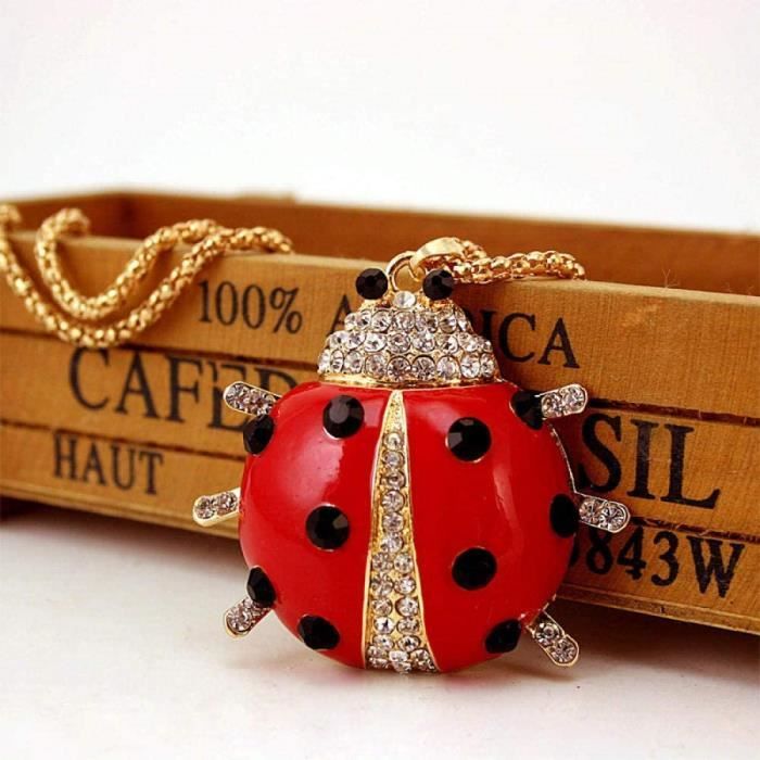 Pendentif Coccinelle En Or 18k - émail Rouge - Vintage - Occasion