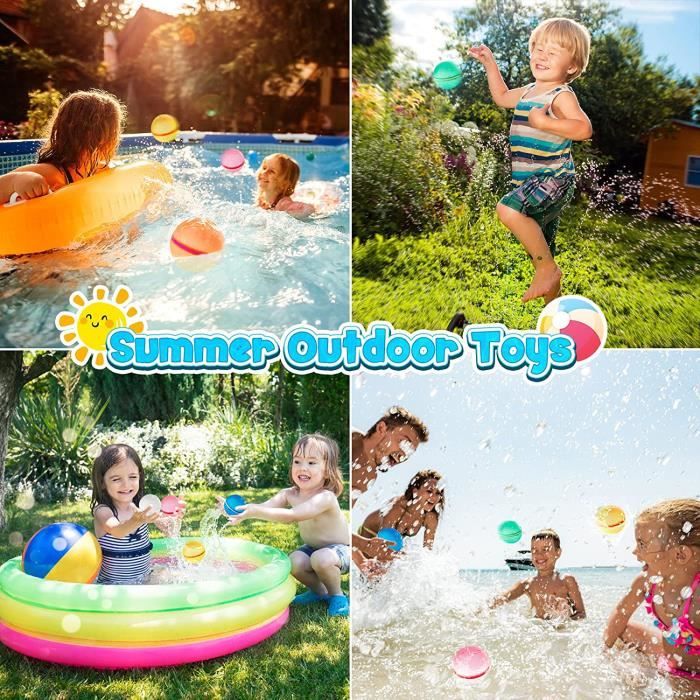 20 Balles à Eau Réutilisables En Silicone – Auto-remplissables, Multicolores, Pour Piscine Et Plage