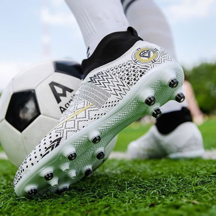 Chaussures de Football Garçon Chaussures de Football Enfants Chaussure Foot  Crampons Chaussures d'Entraînement de Football,blanc