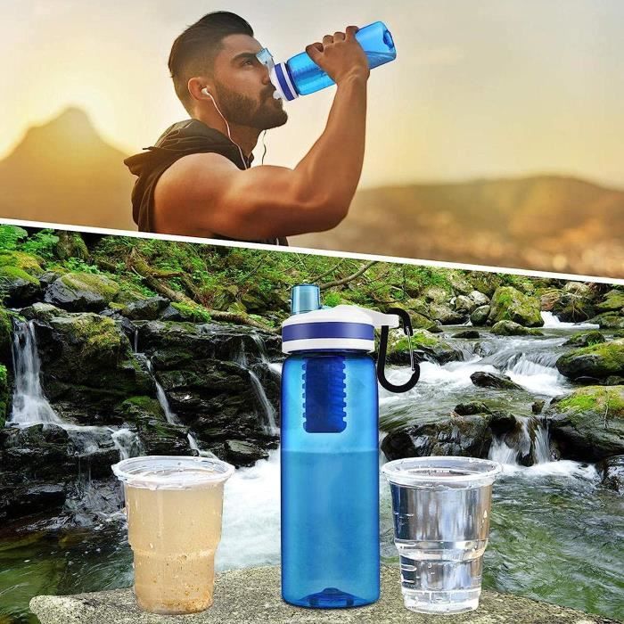 Yiida Filtre de bouteille d'eau portable - Bouteilles filtrantes pour boire  - Bouteille d'eau de voyage - Appareil de survie pour camper - 750 ml