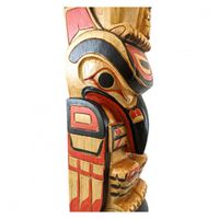 Totem indien multicolore 50cm en bois massif avec figurine aigle
