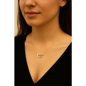 Collier Menottes En Acier Inoxydable Doré Avec Zircon - Longueur 46-50 Cm - Neuf Avec étiquettes