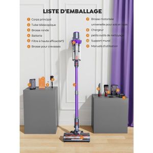Aspirateur Balai Sans Fil 600W 48KPa - Autonomie 70min, Bac 2L, Auto-Stable, Avec Écran OLED - 14