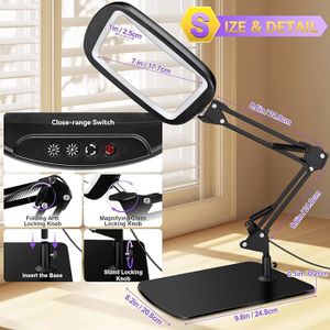 Lunette Loupe avec Éclairage LED Frontale Verre Grossissant 5 Lentilles Détachables pour Lecture