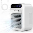 Climatiseur portableBrumisation ultrasonique, 8h autonomie, 2 vitesses – USB-C pour bureau et chambre – Blanc