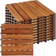 Dalle en bois d'acacia classique - STILISTA - Lot de 11 dalles - 30x30x2,4cm - Résistant aux intempéries-0