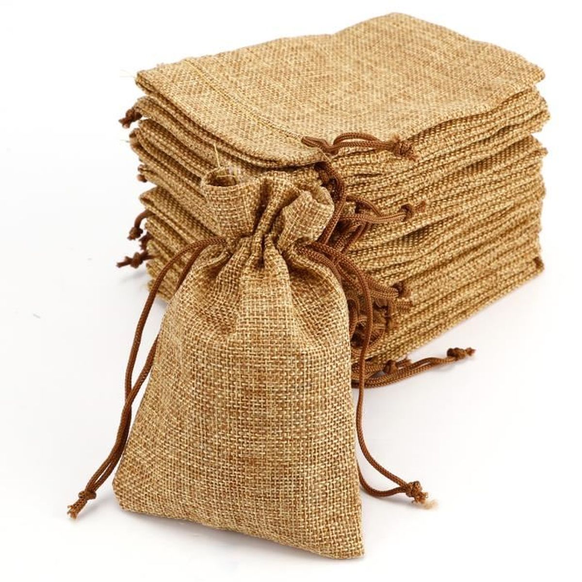 pochette DÉCOCO 20pcs Mariage Sac cadeau en toile de jute avec imprimé Flamant rose bijoux Sac cadeau de mariage sachets à bonbons pour fête de mariage cordon de serrage pour pochettes de lin 