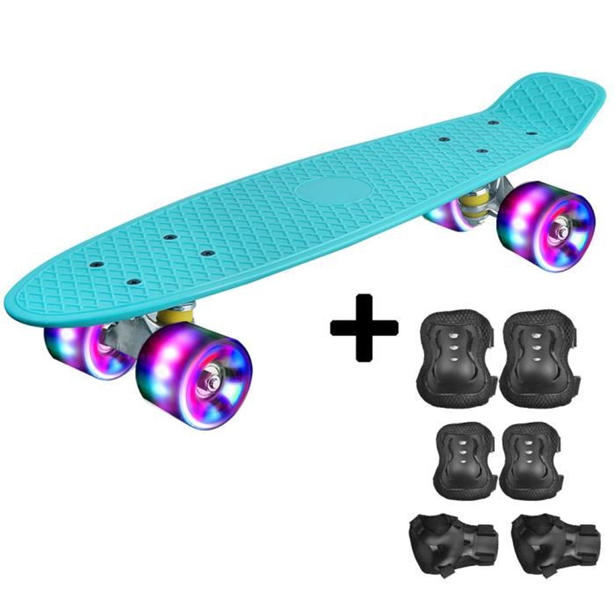 WeSkate Skateboard Pour Les Du00e9butants 22" Complu00e8te Mini Cruiser Skateboard Plateau En Plastique Et Roues PU Roulement ABEC-9 Pour Adulte Ado Garu00e7on Fille