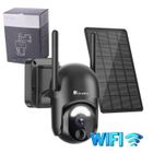 Ctronics 2K Caméra Surveillance WiFi Solaire PTZ, Vision Nocturne Couleur, PIR Détection Humaine, Cloud/Carte TF