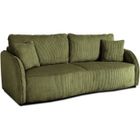 CASAPY Canapé convertible 3 places - BARI - Velours cotelé - Kaki - Coffre de rangement - 215 x 89 x 100 cm