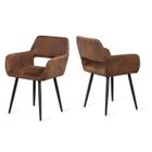 MEUBLES COSY Lot de 2 fauteuils de salle à manger industriels avec accoudoirs en suédine - CROMWELL