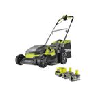 RYOBI - Tondeuse poussée HYBRIDE 36V (alimentation par 2 batteries ONE+™) - coupe 37 cm + 2 batteries 5 Ah & charg. - RY18LMH37A-250