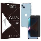 Tikawi Coque Iphone 14 (6.1") Transparente + Verre trempé Anti Espion [Gel Souple] [Haute Protection] [Anti-Rayure] [Fine et