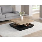 VENTE-UNIQUE Table basse - Plateau pivotant - MDF laqué noir et naturel - FAUSTO