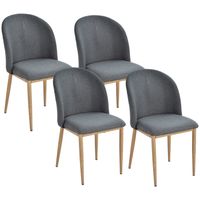 chaise HOMCOM Lot de 4 chaises salon design scandinave dim. 50L x 58l x 85H cm lin métal imitation bois