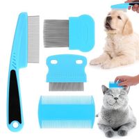 Peigne anti-puces pour chat et chien, peigne de toilettage pour animal domestique (bleu clair)