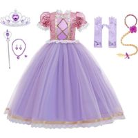 Déguisement Princesse Raiponce AMZBARLEY - Robe Soirée Cérémonie Enfant Violet Halloween Carnaval Cosplay