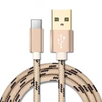 Câble Chargeur USB-C Renforcé Design Nylon Tressé Charge et Synchro Data Xiaomi, Samsung, Honor, Oppo, Universel, Type-C Gold 2m