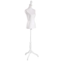 TECTAKE Mannequin de Couture de Vitrine Buste Décoratif de Femme Réglable 77 cm x 38 cm - Blanc
