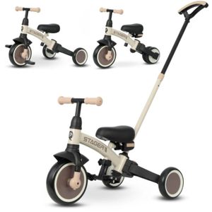 Tricycle Évolutif QPlay Prime 3 En 1 – Dès 10 Mois, Siège Pivotant, Dossier Inclinable, Poignée Télescopique