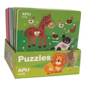 PUZZLE Présentoir 9 puzzles en bois - APLI - Animaux - 3 