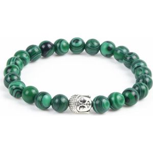 BRACELET - GOURMETTE Bracelet en Malachite naturelle + perle Bouddha.. Vert