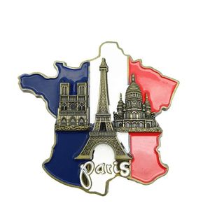 AIMANTS - MAGNETS Aimants,Autocollant 3D carte de la France en métal, 1 pièce, autocollant en résine, Souvenir touristique de Paris - Red[E651158]