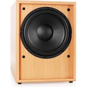 Skytronic SHFS10B Subwoofer Actif 10 Noir /• Puissance 200W /• 20 /à 200 Hz /• Bass-reflex /• Fr/équence crossover r/églable pour une qualit/é sonore optimale /• Parfait pour un ensemble Home Cin/éma ou Hi