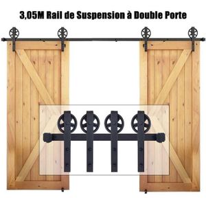 Bypass Rail Porte Coulissante, CCJH 6ft 183cm Kit Porte Coulissante  Suspendue - Roulette Porte Coulissante Rail Porte Coulissante Industriel  pour Porte Coulissa…