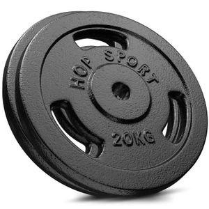 HALTÈRE - POIDS Hop-Sport Disques de poids en fonte 40 kg, Ensemble de disques d'haltères, Set de plaques en fonte alésage 30/31 mm (2 x 20 kg)