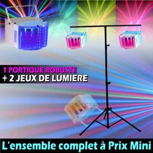 IBI - Ensemble de 8 jeux de lumière compacts et puissants + 1 portique  acier robuste - idéal soirée dansante PA DJ SONO MIX LED : :  Instruments de musique et Sono