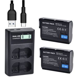 2 Batteries Vhbw Li-ion 1400mAh 7V Pour Nikon D7000 D7100 D7200 D750...