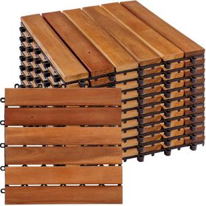 REVETEMENT EN PLANCHE Dalle en bois d'acacia classique - STILISTA - Lot de 11 dalles - 30x30x2,4cm - Résistant aux intempéries