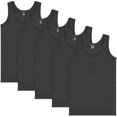 BRUBAKER Lot de 5 Basic Débardeurs - Maillots de Corps - Homme - Coton Peigné (Lisse) - Extra Long - sans Couture